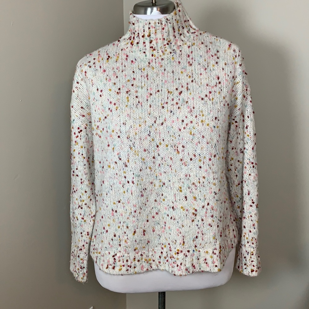 LOFT EUC Turtleneck Sweater with Multi Color Speckled Look Size Large